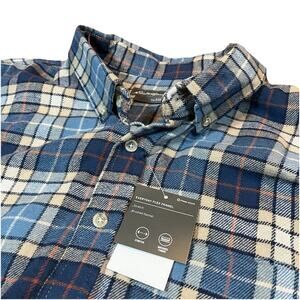 NWT Eddie Bauer Everyday Flex Flannel Stretch Button Up Plaid 2XL Shirt Blue New